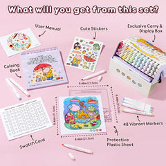 Ohuhu × Coco Wyo Coloring Set 48 Alcohol Markers& Coloring Book Brush& Fine