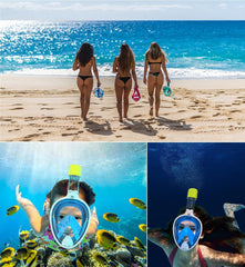 Flyboo Snorkel Mask, Full Face Snorkel Set, 180°view Snorkeling Gear with Panoramic Design-Compatible Sports Camera, Diving Mask with Anti-fog and Anti-leak Technology for Adults and Kids