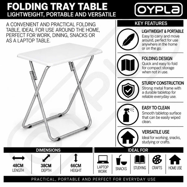 Oypla Lightweight Portable Folding Snack Laptop TV Tray Table Desk