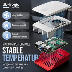 db-tronic Raspberry Pi 5 8GB Starter Kit | 128GB Edition | 27W Power Supply | Case with Cooling Fan | Heatsink | 4K Micro HDMI Cable | Ideal for Smart Home, Retro Gaming & Home Assistant
