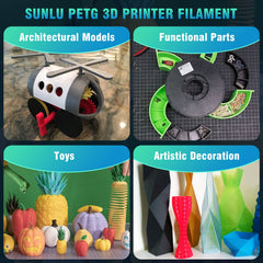 SUNLU 10KG PETG Filament Bundle, High Strength 3D Printer Filament petg, 1KG per Spool, 10 Rolls, Black+White+Gray+Red+Klein Blue+Yellow+Green+Sunny Orange+Lavender Purple+Pink