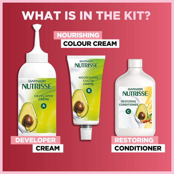 Garnier Nutrisse Ultra Color Hair Dye, Vegan, 5.25 Frosted Chestnut Brown. Provides 100% grey coverage and vibrant, long-lasting 8-week colour. No-ammonia, vegan for a beautiful frosted chestnut.