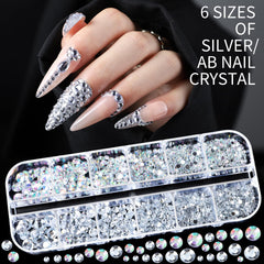 Teenitor Nail Rhinestones Nail Art Tools with 15 Sheets Gold Nail Art Stickers, 6 Boxes of Nail Charms Nail Gems Nail Pearls Nail Jewels