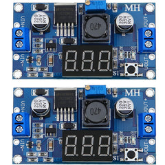Weewooday 2 Pieces Adjustable LM2596S DC-DC Buck Converter Reduced Voltage Regulator Power Supply Module 36V 24V 12V to 5V 2A Voltage Stabilizer with Digital Voltmeter Display