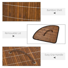 HOMCOM Bamboo Laundry Basket with Lid, 55 Litres Laundry Hamper with Removable Washable Lining, Corner Washing Baskets, 38 x 38 x 57cm, Brown