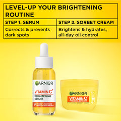 Garnier Vitamin C* Fresh & Bright Hydrating Sorbet Cream, 4% Vitamin C* & Niacinamide, Ultra Fresh & Light, For Dull, Uneven Skin, Cruelty Free International & Vegan - 85ml