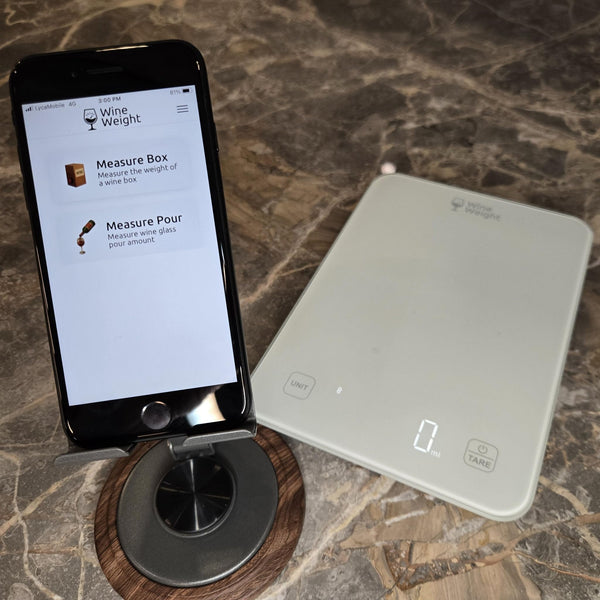 WineWeight Smart Kitchen Scale – Dual-Use App-Connected Boxed Wine Measure for Glasses/Bottles + Precision Kitchen Weighing with Tempered Glass Design
