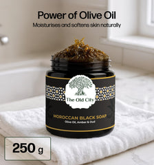 Moroccan Black Beldi Soap – Olive Oil, Oud & Amber – Traditional Hammam Cleanser – Detoxifying & Moisturising – Vegan, Natural, Whole Body Use (250 ml, Oud & Amber)