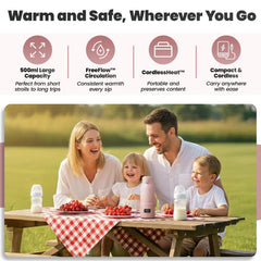 PRO Smart Portable Baby Bottle Warmer for Milk & Water Cozy Care | 500ml Large Capacity | 16,000mAh Long Lasting Power | 45W Ultra-Fast Charging | Precise Heating | Deep Cleaning Brush | Dream Pink