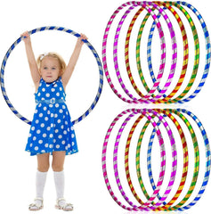 FlickBuyz Hula Hoop - Multicolor Fitness Hula Hoops - Plain and Glitter 55cm, 65cm, 75 cm Plastic Hula Hoops, Fitness and Dance Exercise Hoola Hoops (8, Glitter (55cm))