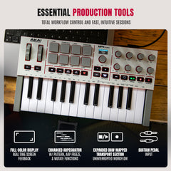 Akai Professional MPK Mini IV USB-C MIDI Keyboard Controller for Beginners and Producers - MPC Drum Pads, 360° Knobs, Pitch and Mod Wheels, Production Software, Native Instruments Sound Package, Grey