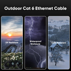 VOIETOLT Outdoor Cat 6 Ethernet Cable 40m, Water Resistant Direct Burial LLDPE UV Jacket - 24AWG 10Gbps High Speed Gigabit Internet Network Cable - CCA, UTP with 40 Ties - Black