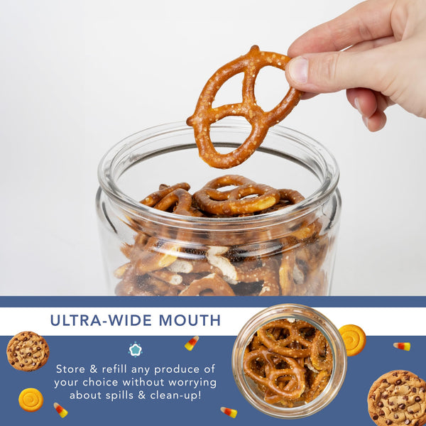 HEFTMAN Glass Jar with Lid - 2 Litre Clear, Empty Sweet Jars with Airtight Push-Top Lid - Sturdy Glass Vintage Apothecary Jars Perfect for Sweets, Coffee, Sugar, Laundry Pods Storage Container