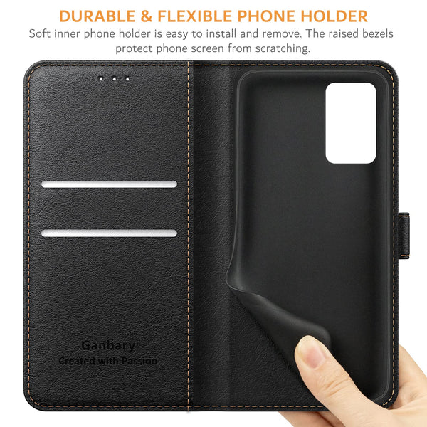 Ganbary Case Compatible with Samsung Galaxy A52s 5G/ A52 5G&4G, Premium PU Leather Flip Wallet Case [Full Protection] [Card Slots] [Kickstand], Black