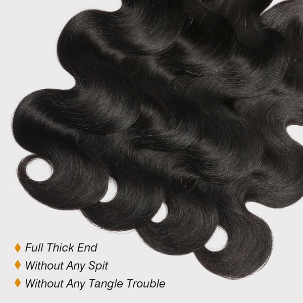 Body Wave Hair 3 Bundles Brazilian Remy Virgin Human Hair Weave Bundles 12A 100% Unprocessed Body Wave Human Hair Extensions Natural Color 10 12 14