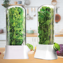 SUQ 2PCS Herb Saver for Refrigerator, 27*13 CM, Fresh Herb Keeper Herb Storage Container, Vegetable Storage Long Term Freshness Preservation, Keeps Cilantro Greens Fresh for 2-3 Weeks