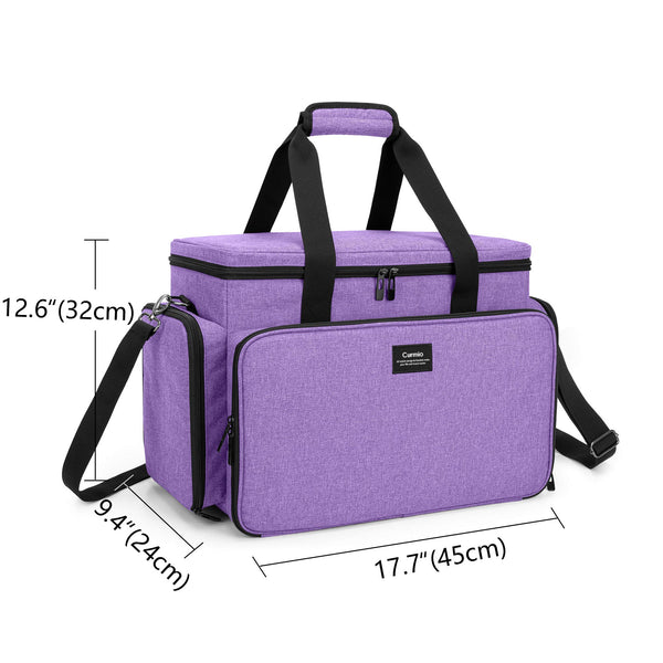 CURMIO Sewing Machine Bag for Most Standard Sewing Machine, Universal Sewing Machine Carrying Case with 2 Removable Zipper Pouches for Sewing Supplies, Purple (Patent Design)