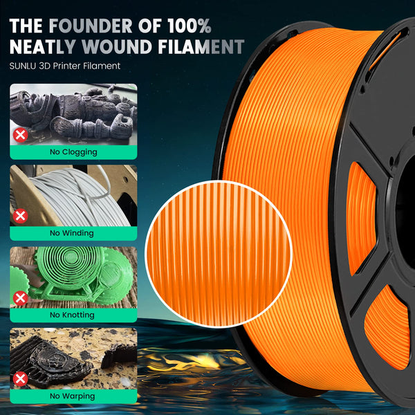 SUNLU 5KG PLA+ Filament Bundle, Enhanced Durability and High Strength, PLA Plus 3D Printer Filament for 3D FDM Printers, 1KG per Spool, 5 Rolls, Klein Blue+Red+Green+Vivid Yellow+Sunny Orange