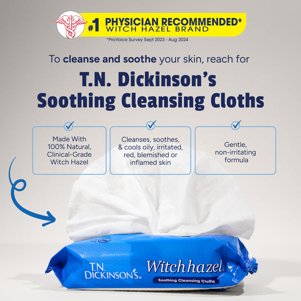 T.N. Dickinson's Witch Hazel New Soothing Multi-Use Cleansing Cloth, 25 Count