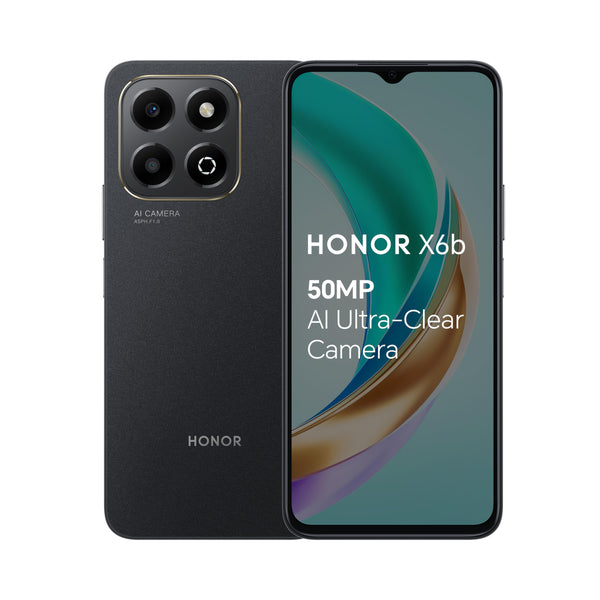 HONOR X6b Mobile Phone Unlocked, 6.56-Inch 90Hz Fullview Display, 4GB+128GB, 5200 mAh Long-lasting Battery, 50MP Triple Camera, Android (2 Year Warranty), Midnight Black