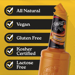 Finest Call Mango Puree | 1 Litre Bottle | Real Fruit | Cocktail Ingredient | Easy Pour | Bar Essential | Premium Ingredients | Cocktail Mix | Drink & Smoothies