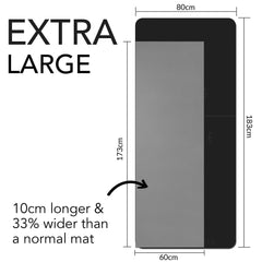 Large Exercise Mat – Extra Wide & Extra Thick Yoga Mat (183cm x 80cm x 10mm), TPE Fitness Mat with Free Carry Straps, Perfect for HiiT Home Workouts & Pilates - 'STRONG & FLEXIBLE' (Black)