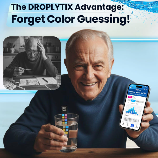 DROPLYTIX 20-in-1 Drinking Water Test Kit with App, Digital Water Tester for Drinking Water, Home Water Test Kit, Well Water Testing Kit, Water Test Strips for Lead, Hardness, Chlorine, Nitrate & more