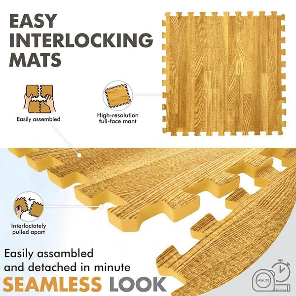 Lions Gym Flooring Mats 60x60cm – 12mm Thick Interlocking EVA Foam Floor Tiles, Non-Slip Puzzle Mats, Cushioned Exercise Flooring for Home, Garage & Workout