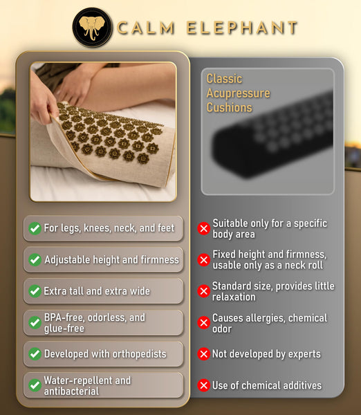 CALM ELEPHANT Acupressure Pillow 2-in-1 with Heating Function, beige