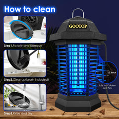 GOOTOP Bug Zapper Outdoor, Mosquito Zapper, 3 Prong Plug in Electric Fly Zapper, Mosquito Killer, Fly Traps, Flying Insects Zapper Indoor Outdoor 90-130V, 4200V, ABS Plastic Outer (Black)