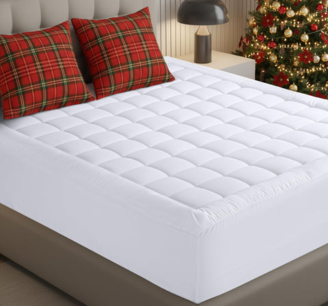 Premium Mattress Pad (Queen) - Micro Plush Ultra Soft and Overfilled Mattress Topper by Utopia Bedding