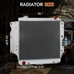Cubauto 3 Row Aluminum Radiator Compatible For 87-06 Jeep Wrangler YJ/TJ 2.4L 2.5L 4.2L 4.0L 3 Core Radiators