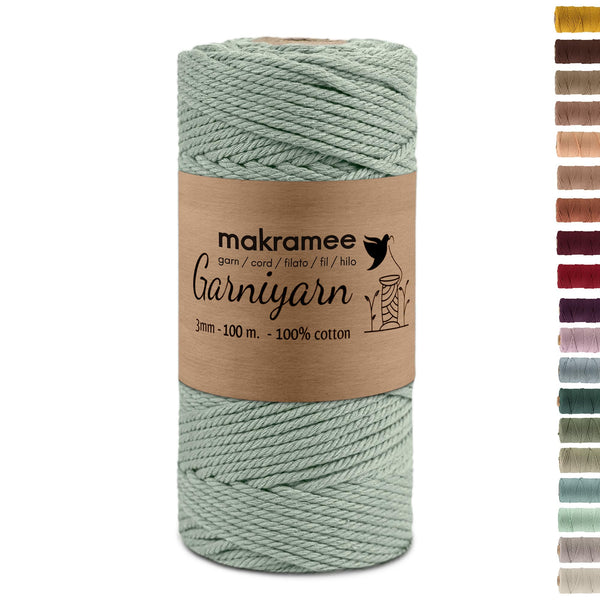 GARNIYARN Makramee Garn, Minted Sage, 3mm x 100m