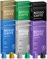 ROSSO CAFFÈ 120 Nespresso Machine Compatible Capsules, Variety Pack, 6 Flavours, Aluminium Coffee Pods