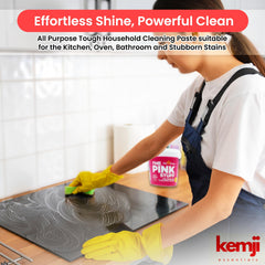 Kemji Essentials Large Pink Stuff Paste Non-Toxic All Purpose Household Cleaner with Gloves and Sponge | Natural & Eco-Friendly