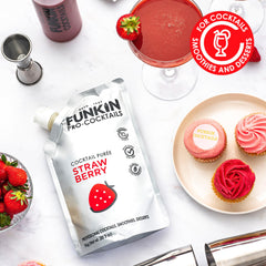 FUNKIN Strawberry Puree Cocktail Mixer | Made with Real Fruit | Fresh Fruit Puree for Professional Cocktails, Smoothies, & Desserts | 0% ABV | Resealable Pouch | 1kg, Pack of 1