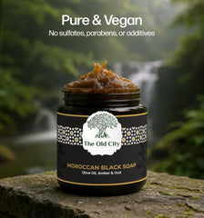 Moroccan Black Beldi Soap – Olive Oil, Oud & Amber – Traditional Hammam Cleanser – Detoxifying & Moisturising – Vegan, Natural, Whole Body Use (250 ml, Oud & Amber)