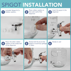 HEFTMAN Glass Drink Dispenser with Tap - 2 x 4 Litre Mason Jar Drink Dispenser with Leakproof Tap & Metal Wire Stand - Drinks Dispenser, Cocktails, Empty Beverage Dispenser