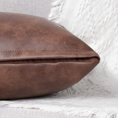 YAERTUN Set of 2 Lumbar Faux Leather Decorative Throw Pillow Covers Modern Solid Outdoor Cushion Covers Cases Luxury Pillowcases for Couch Sofa Bed 12x20 Inches Dark Brown