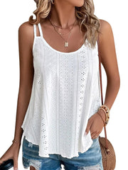 ATHMILE Womens Summer Tops Beach Vacation Sleeveless Spring Shirt Scoop Neck Sexy Loose Fit Casual Flowy Cami Trendy Boho Clothes White