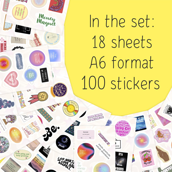 Manifestation Stickers for Water Bottle and Laptop - Manifestation Party Supplies & Decorations, Waterproof Vinyl Decals, Motivational and Inspirational Stickers, Gifts for Women & Men