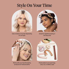 Kitsch Satin Flexi Rod Heatless Hair Curler Set – Hair rollers for Overnight Curls, Heatless Curls, Overnight blowout rods, Heatless curler and hair rollers, Heatless blowout rods, 6pcs - Rosewood