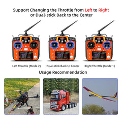 Radiolink AT10II 12 Channels RC Transmitter and R12DS Receiver Kit with PRM-01,Voltage Telemetry,2.4GHz Radio 4KM Remote Controller Receiver Kit for RC Airplane,Racing Drone,Helicopter,Car,Boat(Mode2)