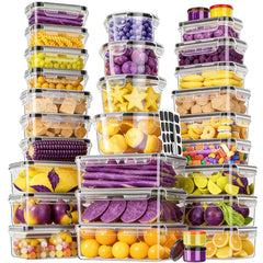 XJGQZ 30 Pcs Food Storage Containers with Lids Airtight, Leak proof Containers Set for Kitchen, Meal Prep, BPA-Free, PVC-Free Plastic, Microwave/Dishwasher Safe, Extra Labels & Pen