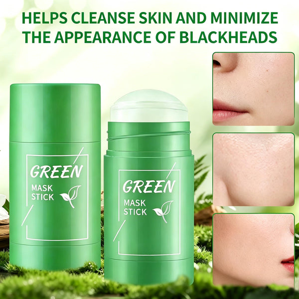 2pcs Green Tea Mask Stick For Face, Moisturizing Solid Mask, Deep Cleansing For Men And Women Of All Skin Types