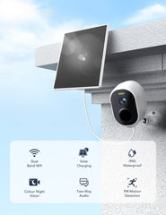 GNCC 2K Solar Security Camera Outdoor Wireless, Rechargeable Battery CCTV Camera Systems, WiFi Outdoor Camera House Security Camera, Color Night Vision, PIR Motion Detection, 2.4G&5G Wifi, IP65
