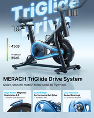 MERACH Magnetic Exercise Bike, Smart Training System, Quiet Comfort Ride