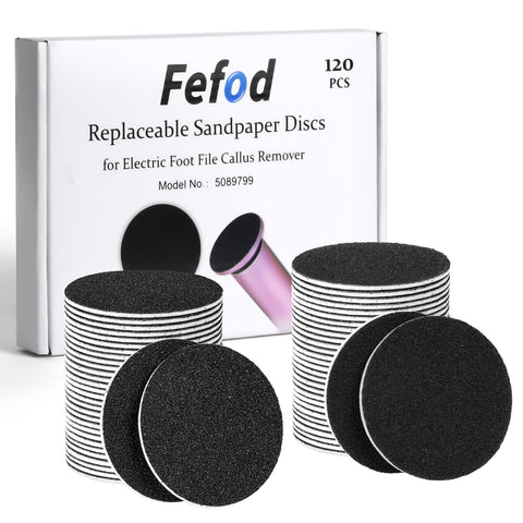 Fefod 120 Pcs Pedicure Foot File Replacement Pads, 80/120 Grit Emery Boards for Feet, Foot File Replacement Sandpaper Discs, Self-Adhesive Electric Pedicure Foot Sanding Pads for Removing Callus
