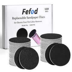 Fefod 120 Pcs Pedicure Foot File Replacement Pads, 80/120 Grit Emery Boards for Feet, Foot File Replacement Sandpaper Discs, Self-Adhesive Electric Pedicure Foot Sanding Pads for Removing Callus