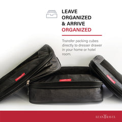 LeanTravel Compression Packing Cubes Luggage Organizers (6) Set (6 Set - Black)